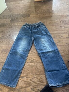 Elastic Waist Blue Denim Jeans